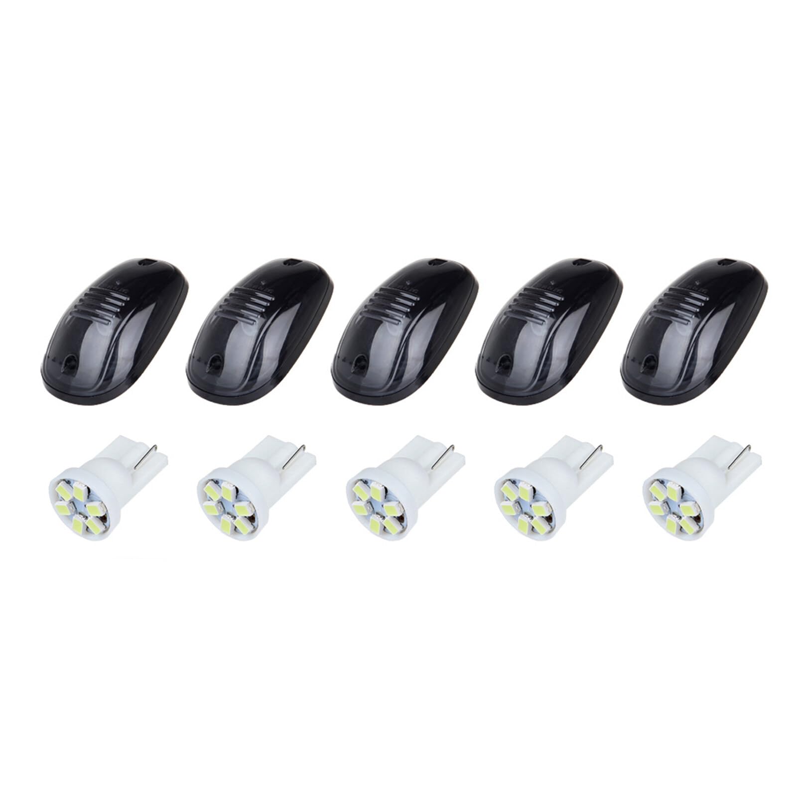 LBRST 5x Smoke Lens LED Cab Roof Marker Light Assembly+T10-6-3020-SMD White LED Bulbs LED Cab Clearance Lights Fit For For Dodge Ram 1500 2003-2010 For Dodge Ram 2500 2003-2010 Trucks