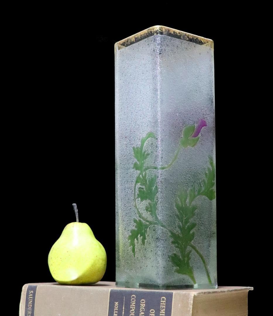 オールド・バカラ 最高級1900年 金彩エナメル 30cm 大型スクエア型花瓶 オールド・バカラ 最高級1900年 金彩エナメル 30cm 大型スクエア型花瓶