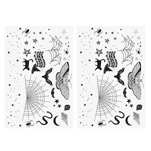 Miniatura 7 de Flash Tattoos Tatuajes temporales de Halloween Witch Please | 44 tatuajes espeluznantes | Tatuaje metálico | Suministros para fiesta de Halloween |