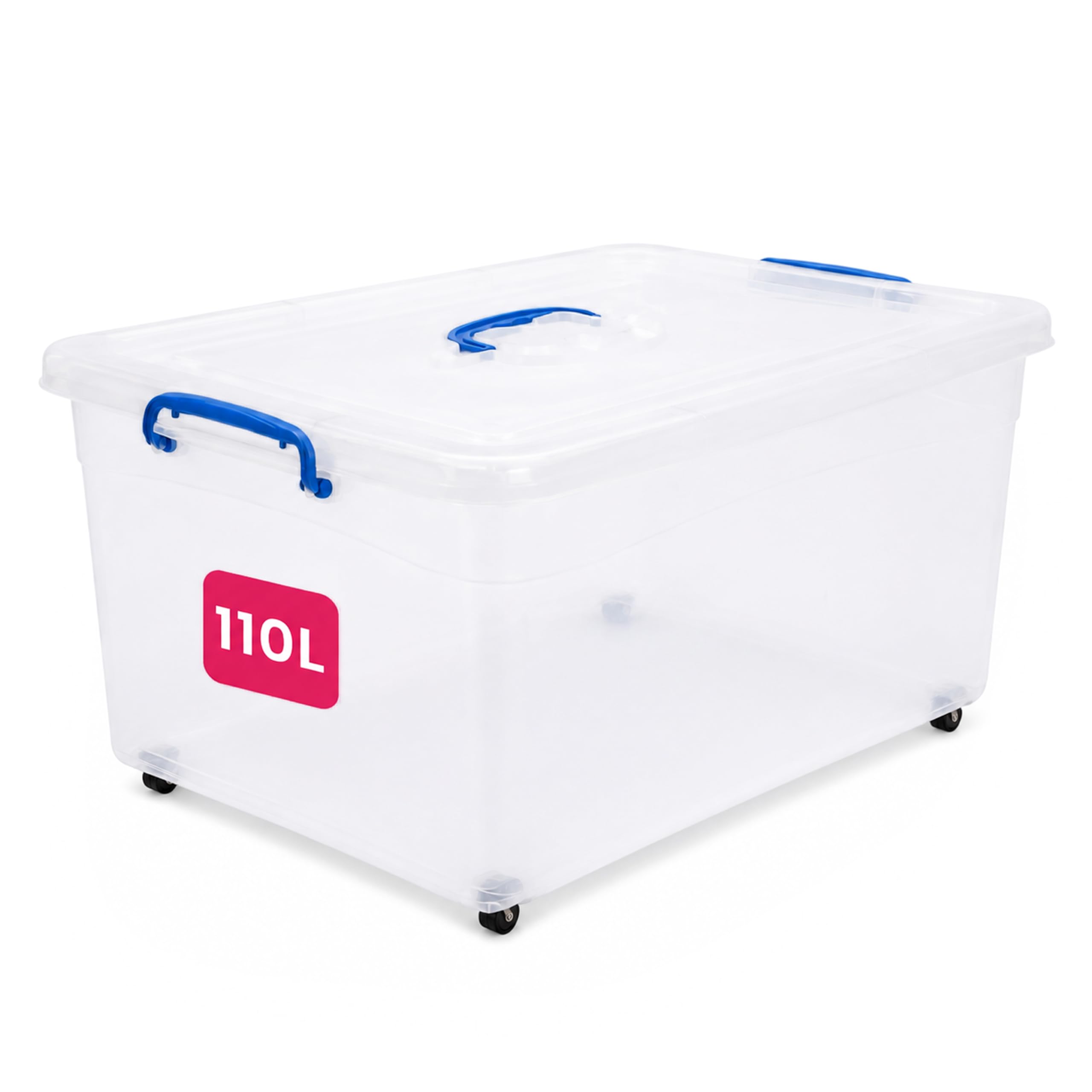 STL 110L Storage Boxes with Lids And 4 Wheels, Clip-Lock Lid, Stackable Clear Plastic Storage Containers With Lid For Home, Kitchen, Moving, Garage & Office โ image 1