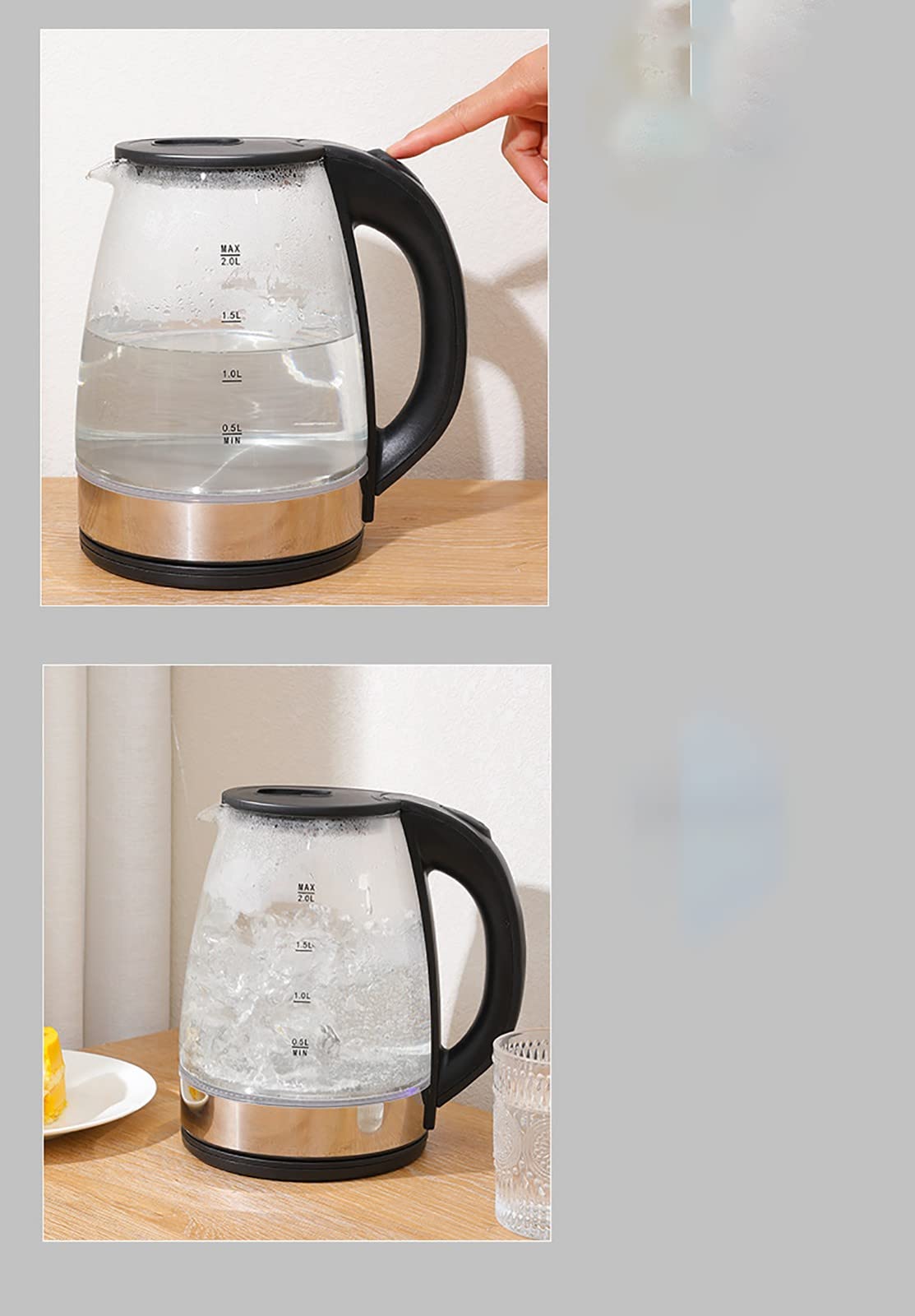 Hervidor Eléctrico De 2 Litros Hervidor Eléctrico Inteligente Para Preparar Té Y Café Control De Temperatura Caliente Función De Hervido En Seco A,A