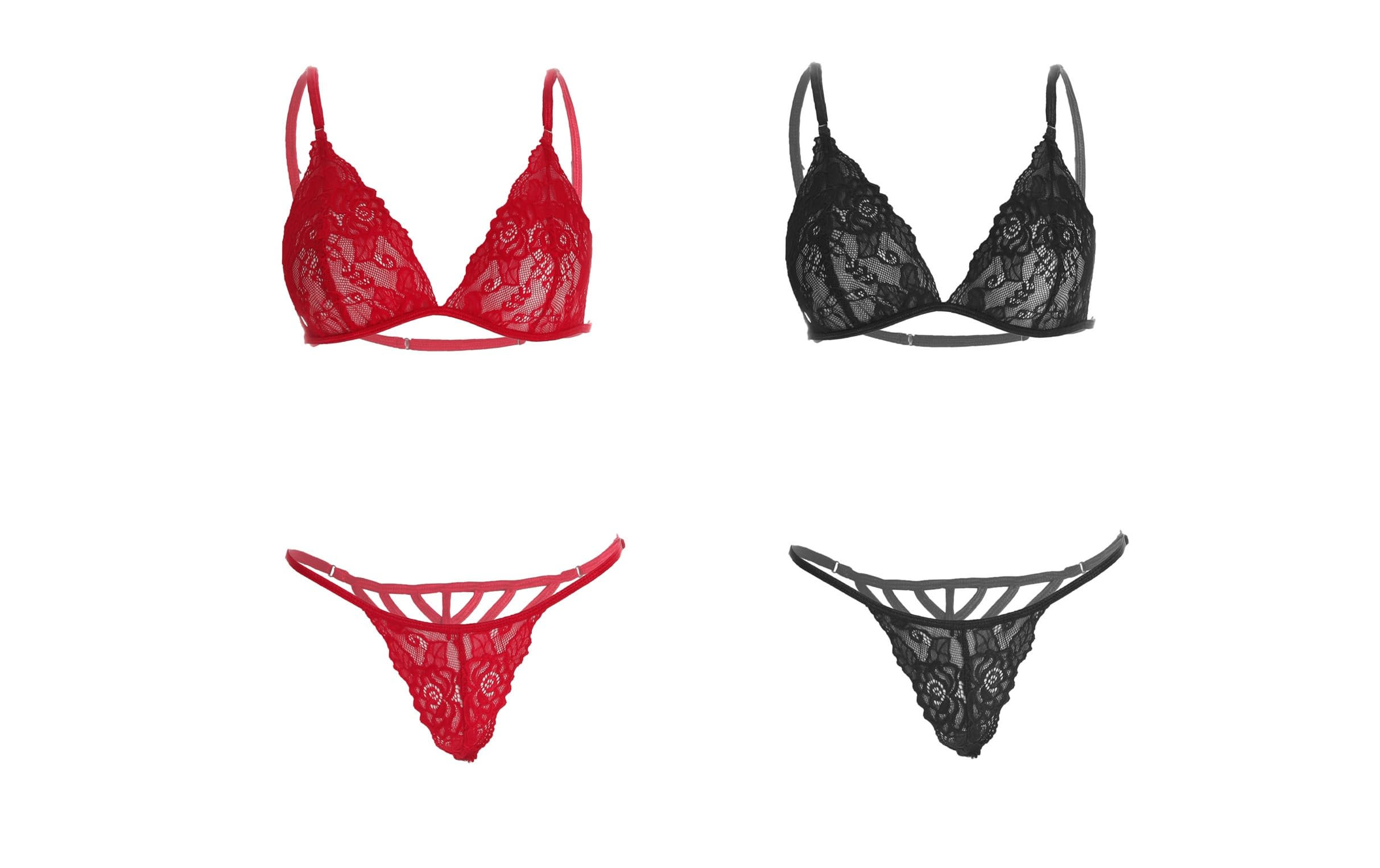 nimra fashion Combo of Women's Sexy Beach Bikini Set Swimsuit, Black and Red Lingerie Set-picture-29