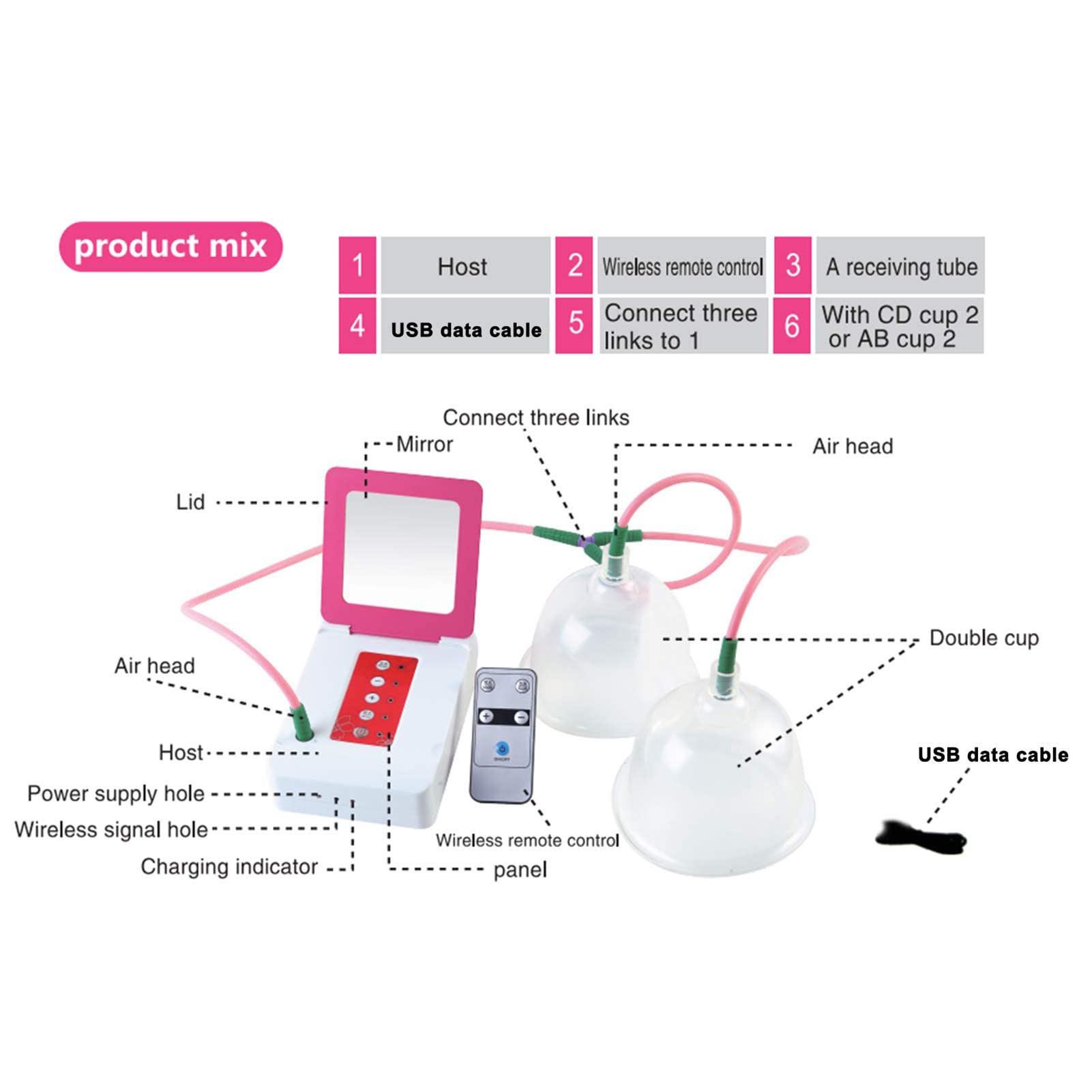 Masajeador Eléctrico, Sujetador De Masajeador De Aumento De Pecho, Masajeador Inalámbrico USB, Aparato De Aumento De Pecho De Compresa Caliente, Creando Un Hermoso Pecho Anti - Caída