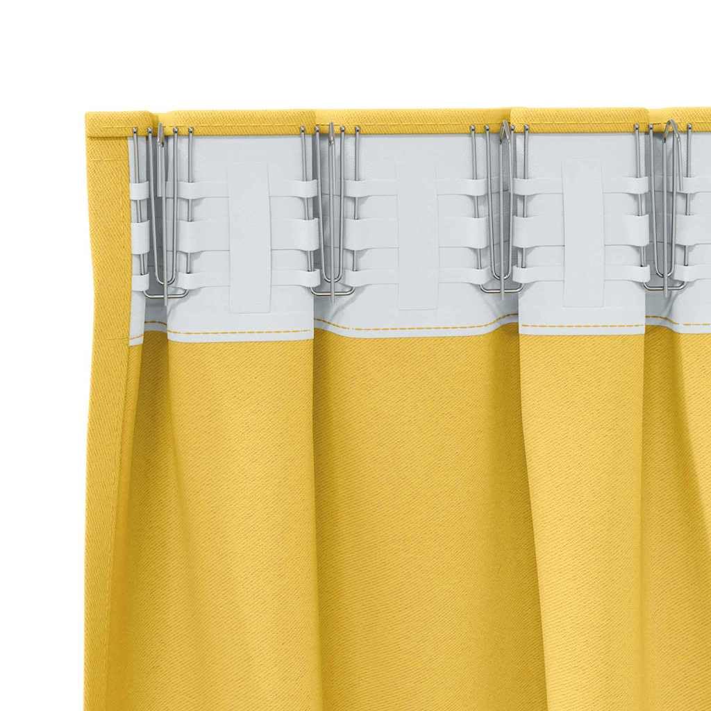 Zasłony zaciemniające na pierścieniach, zestaw 2 sztuk, musztardowo-żółte, 225 x 140 cm, poliester, blokujące światło do sypialni