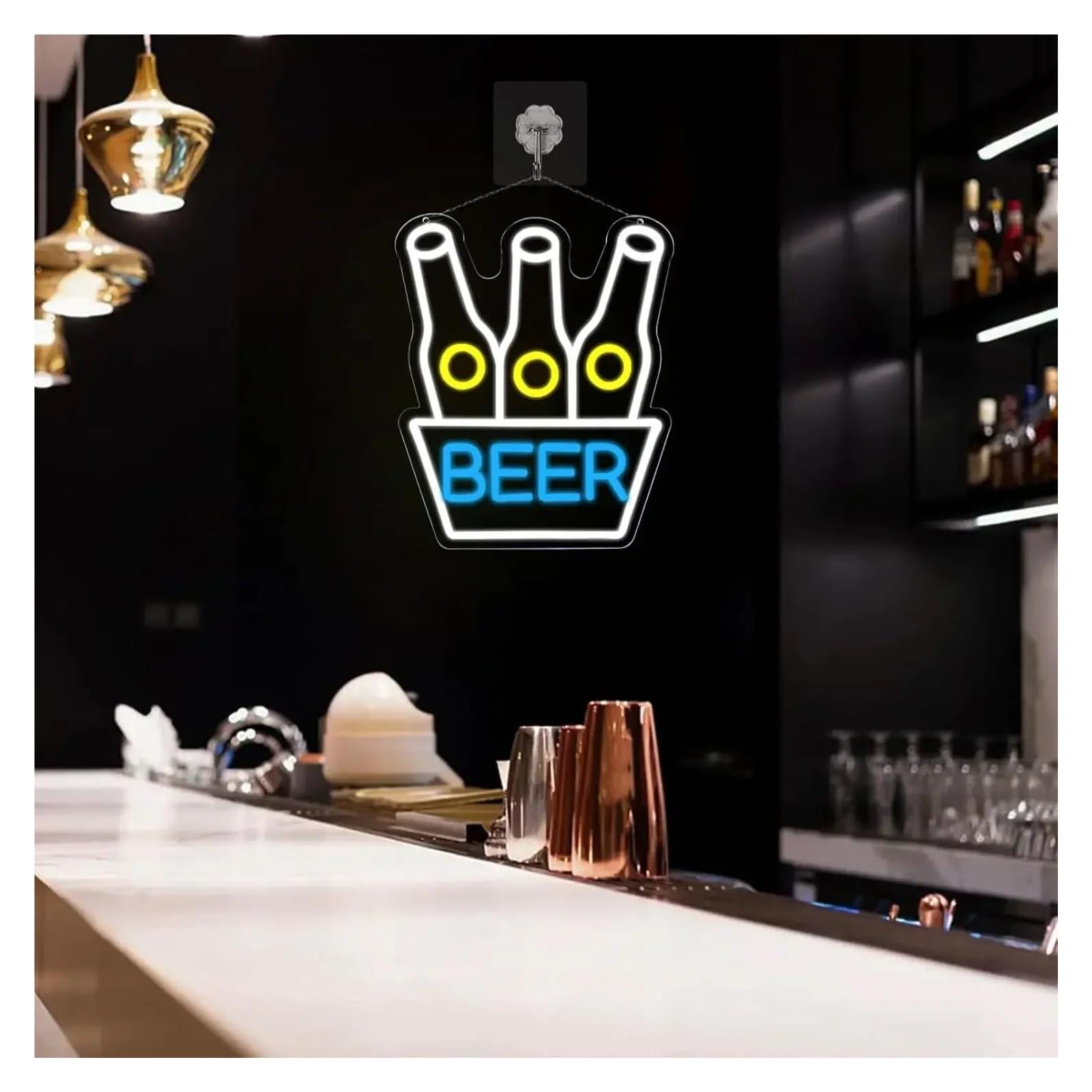 Luces de neón Letrero De Neón Beer Con Luz Regulable USB Para Bar De Cerveza Restaurante Dormitorio Sala De Estar Fiesta Cumpleaños Decoración 31cmx37cm
