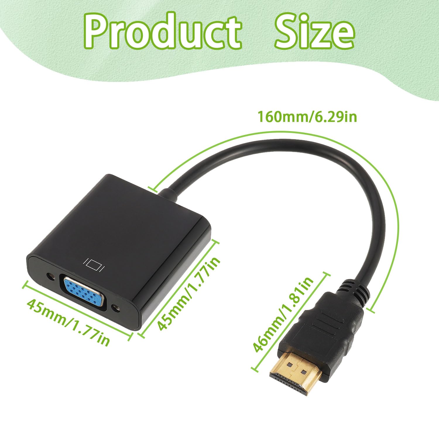 Adaptateur HDMI vers VGA mâle vers Femelle Convertisseur Numérique Analogique