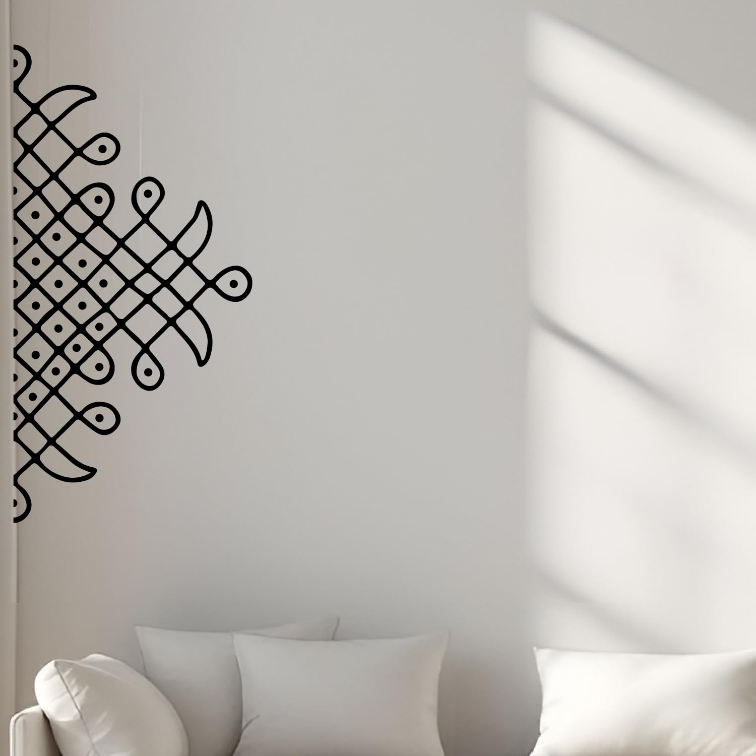 Traditional Kolam Wall Sticker for Home Decor | Indian Rangoli Design | Ethnic Mandala Corner Art Pooja Room Diwali Pongal Festival Decor | Cultural Design Sticker (Black)-image-13