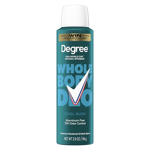 Degree Men Whole Body Deodorant Cool Rush Scent Aluminum Free 72H Odor Protection 2.9 oz