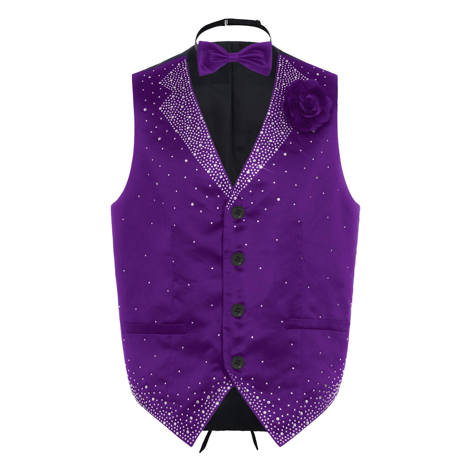 Chaleco Traje Hombre con Lentejuelas para La Actuación La Fiesta Boda Escote En V Sin Mangas Blazer Club