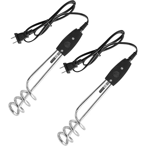 2 Pcs 1000W-110V Immersion Water Heater - 10in Immersion Electric Water Heater - Portable Submersible Water Heater Fit for Camping, Ceramics Cups or Bucket Heating
