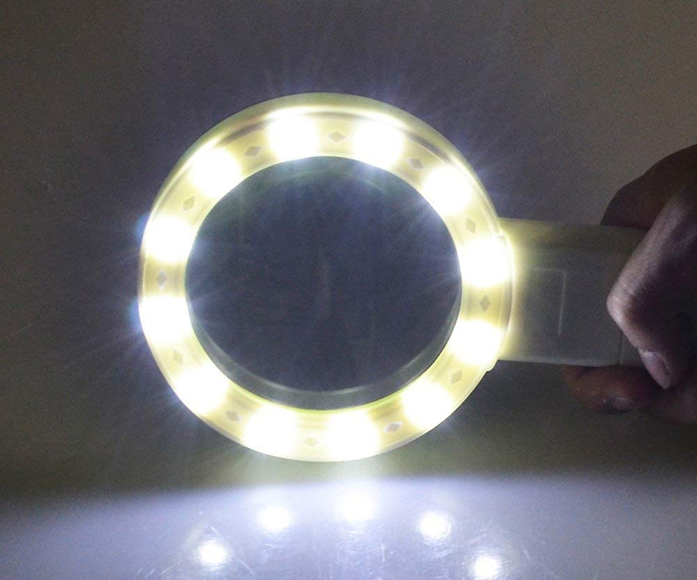 Hochleistungs-optische Handlupe mit LED-Leuchten, 30-Fach, 100 mm, HD, Leseschild für ältere Menschen