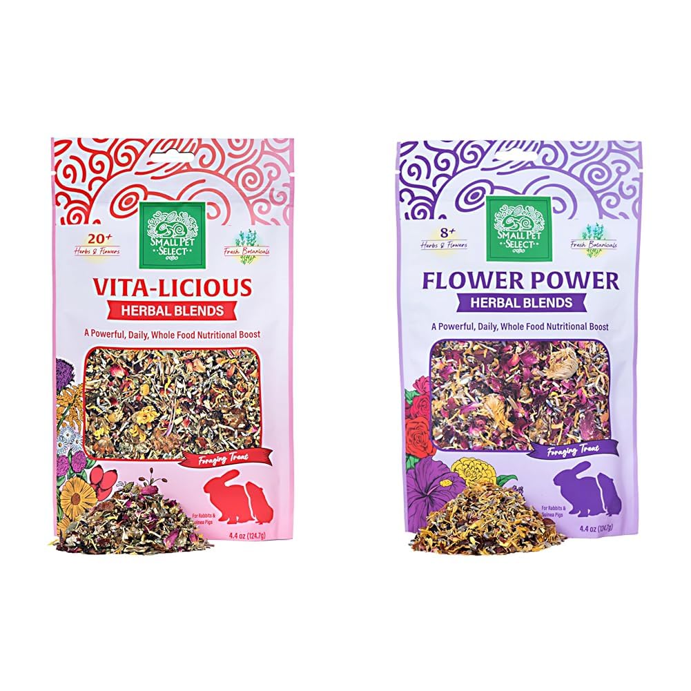 Small Pet Select Vita-Licious Essentials - Natural Herbal Treats Flower Power Herbal Blend, a Natural Herbal Treat for Rabbits and Guinea Pigs, 4.4 oz