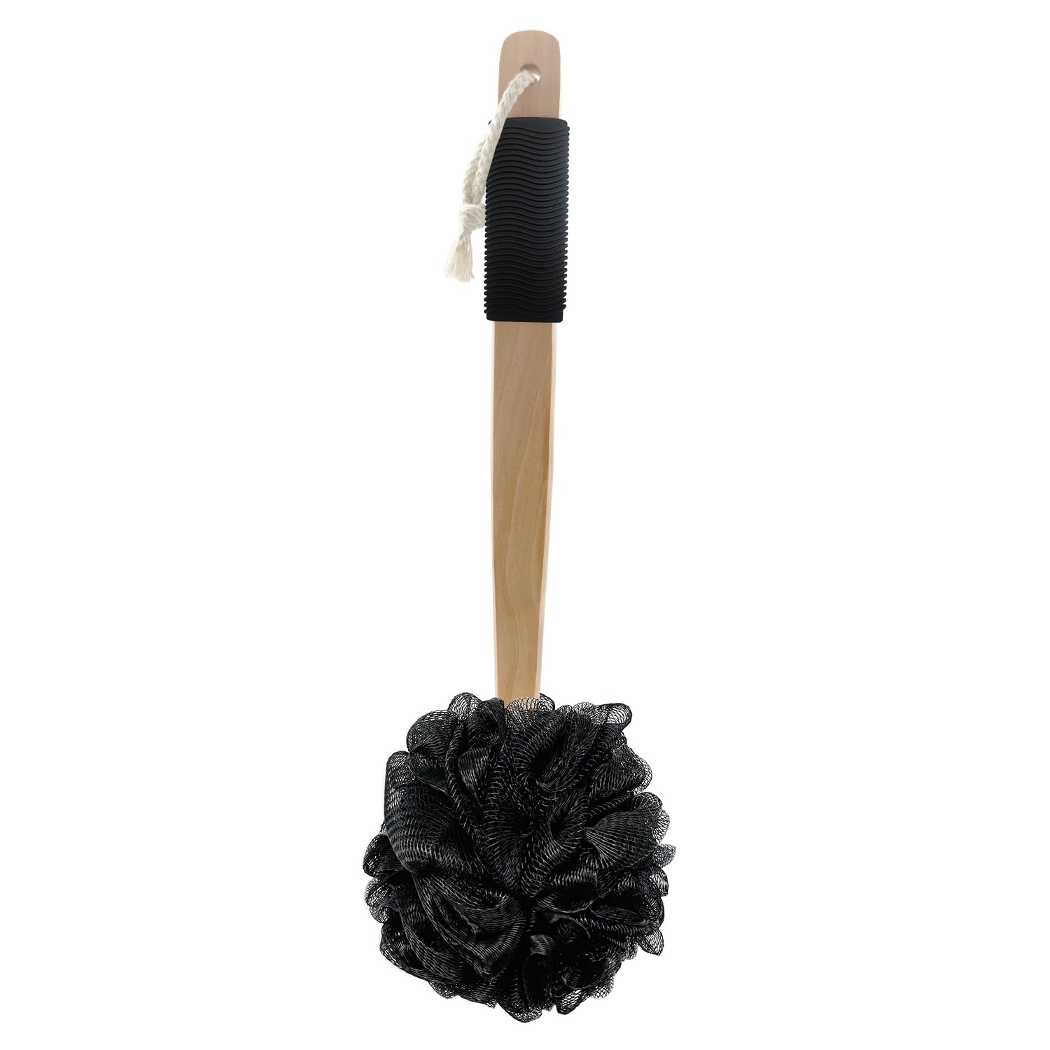 Amazon Basics Exfoliating Loofah Brush Body Scrubber with Rubber Handle for Shower Bath Sponge