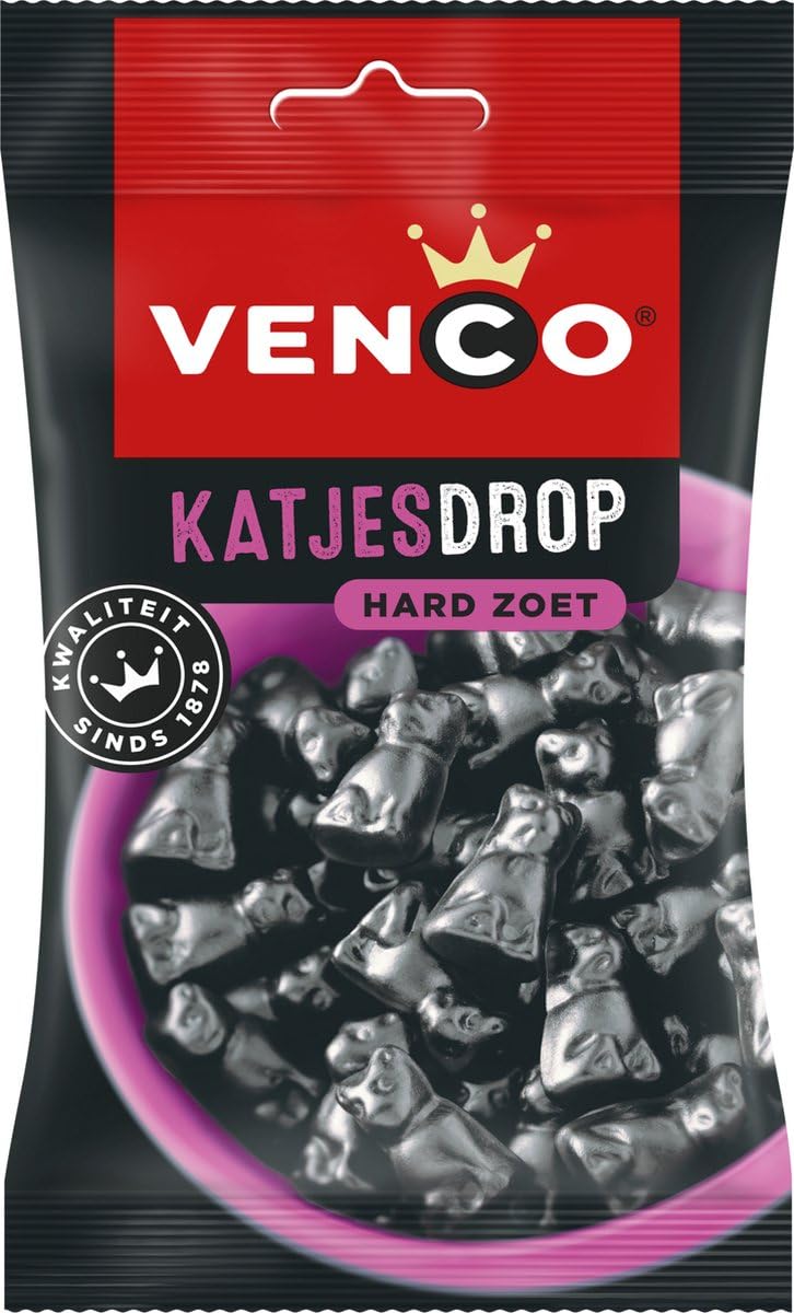Firm Sweet Licorice Cats (Katjesdrop) 4.2 Ounce Bag (Pack of 4)