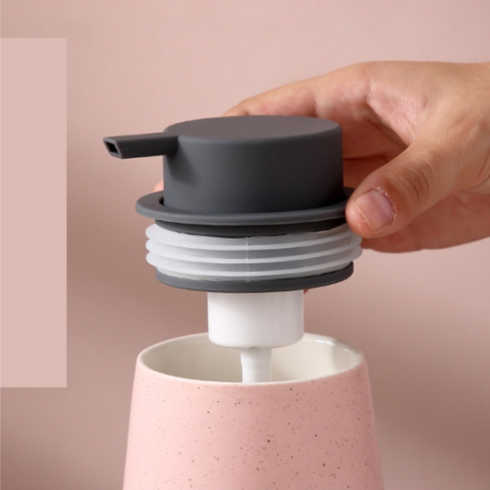 Dispensadores De Loción Jabón Dispensador De Jabón Espumoso De Manos De Cerámica con Diseño Floral Y Bomba(Pink)