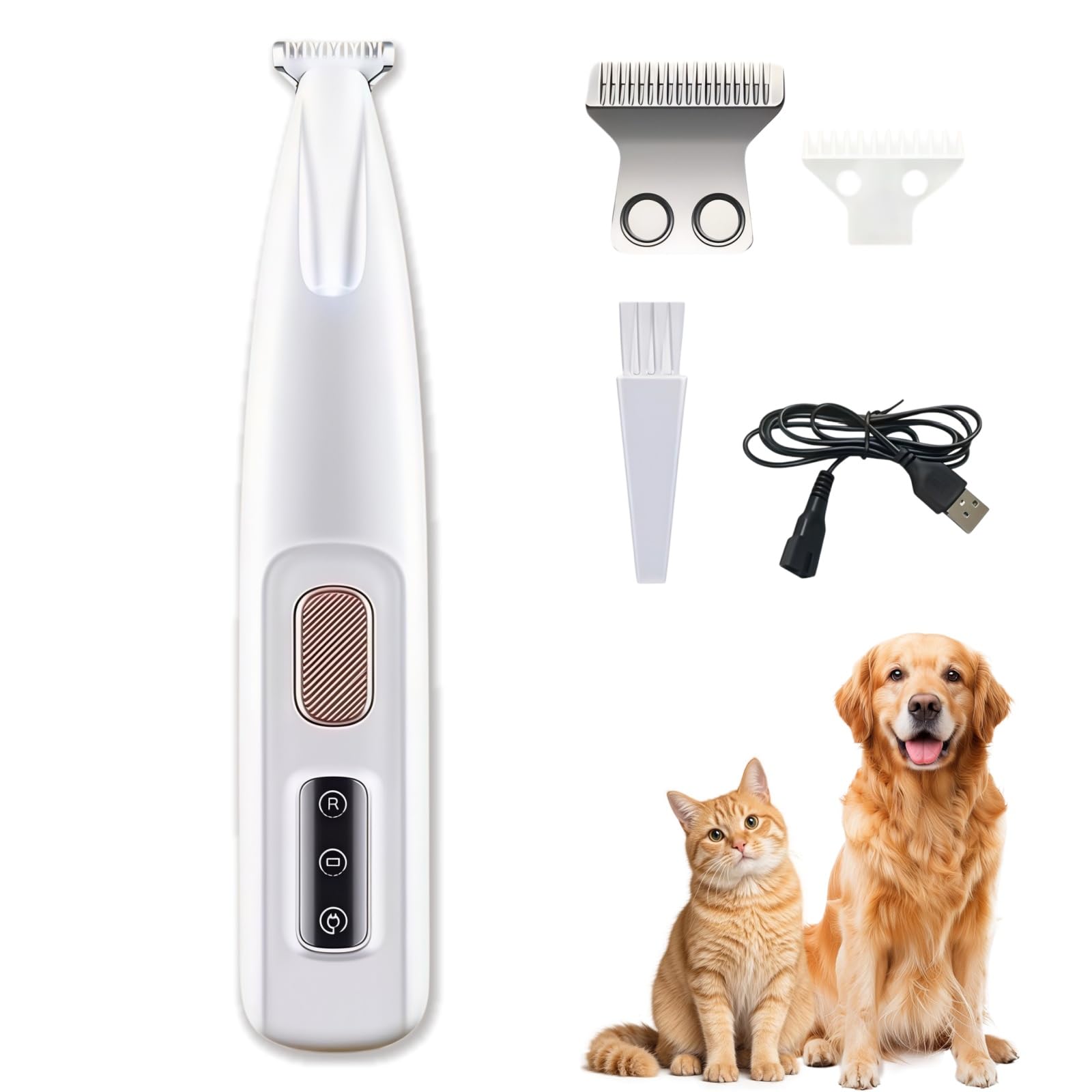 Chatinou Tondeuse de Précision pour Chat, tondeuse chat silencieuse 35db, lames douces sûres, rechargeable usb, autonomie 2h, ipx4, 120g légère, toilettage précis zones sensibles