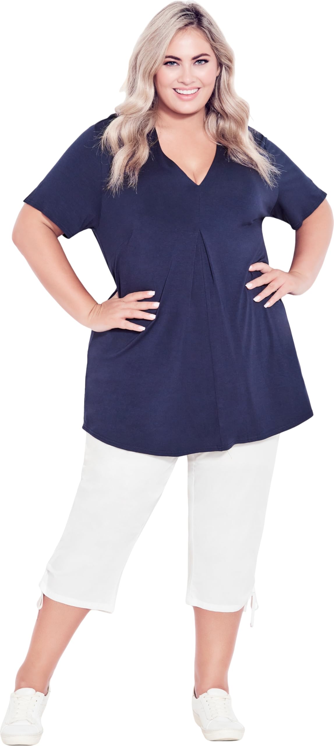 Avenue Womens Plus Size Cotton Cinch Capri