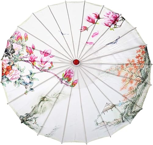 Jlong Paraguas de papel aceitado chino a prueba de lluvia hecho a mano paraguas paraguas clásico danza paraguas paraguas papel aceite oriental