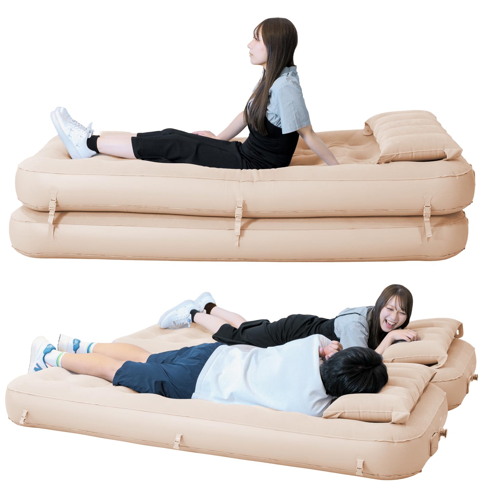 シングルエアベッド2個and電動ポンプ　美品 楽天市場】EZcamp エアーベッド シングル 2個セット 収納バッグ＆枕