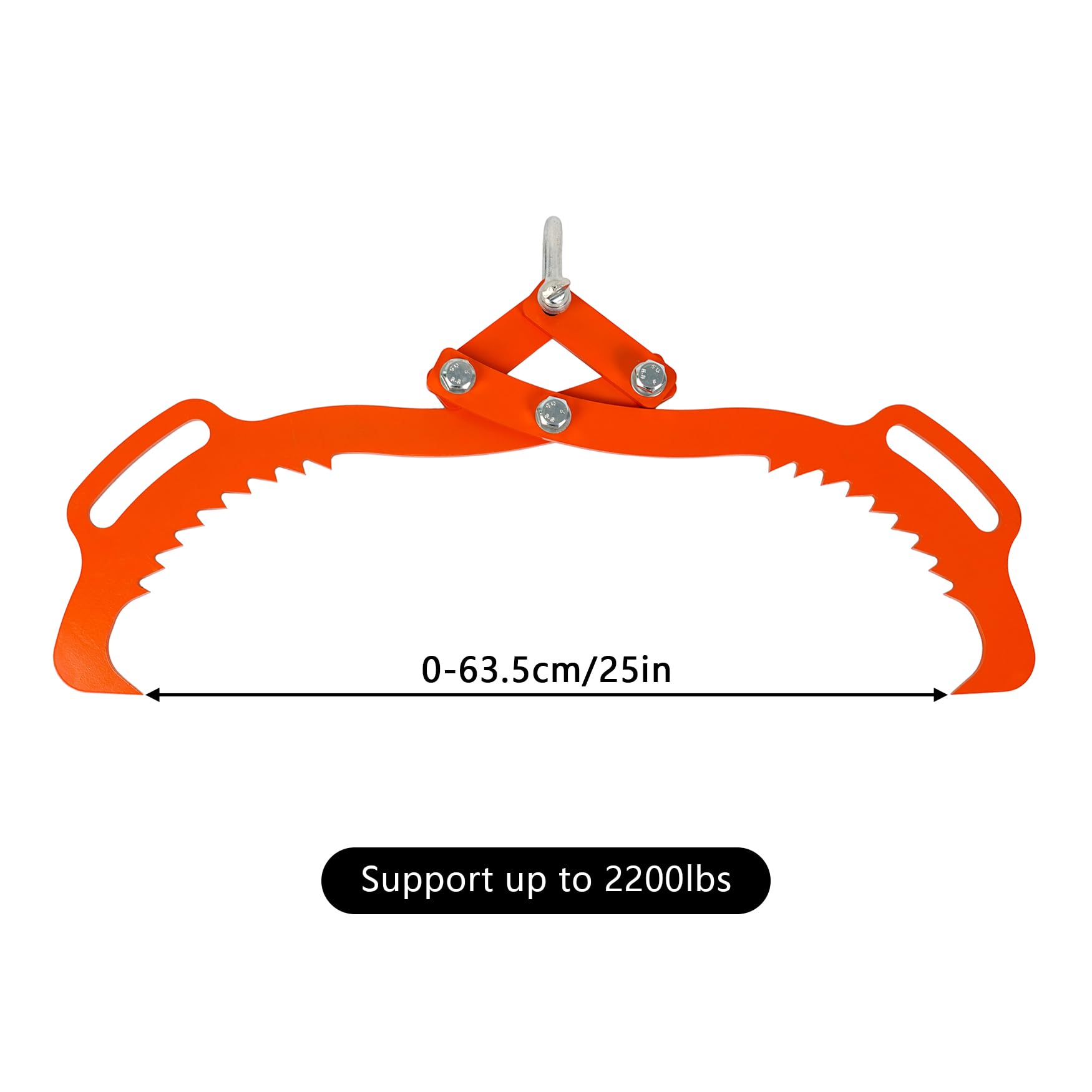 biosp Claw Hook, 25in Claw Log Grapple for Logging Tongs, Heavy Duty Grapple Timber Claw, Lumber Skidding Tongs Logging Grabber, Timber Lifting Tongs for Truck, ATV, Tractor (25”-Orange)