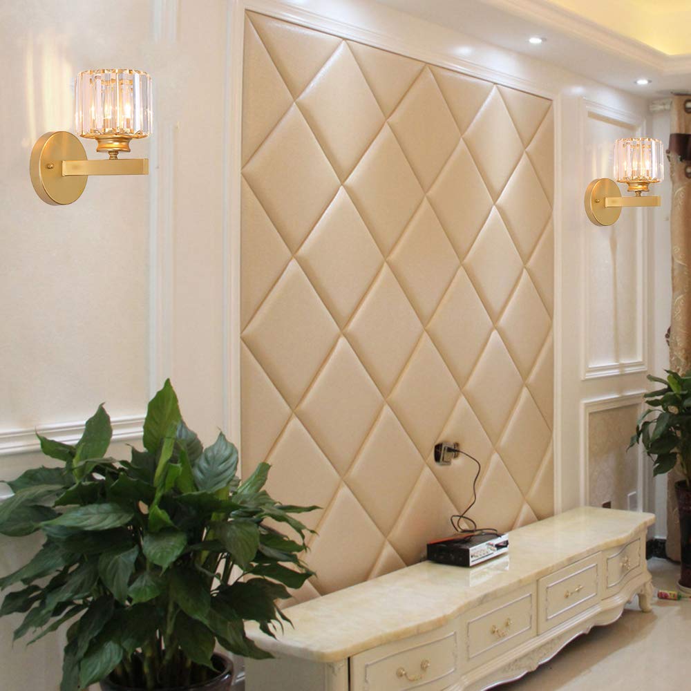 SXWNBIFH wall lamp Wall Lamps,Crystal Wall Lights Sconce Modern Crystal Lights Decorative Wall Lighting Bedside Lamp Wall Sconce Home Lighting Glass Lampshade for Living Room Corridor Lamp/Golden