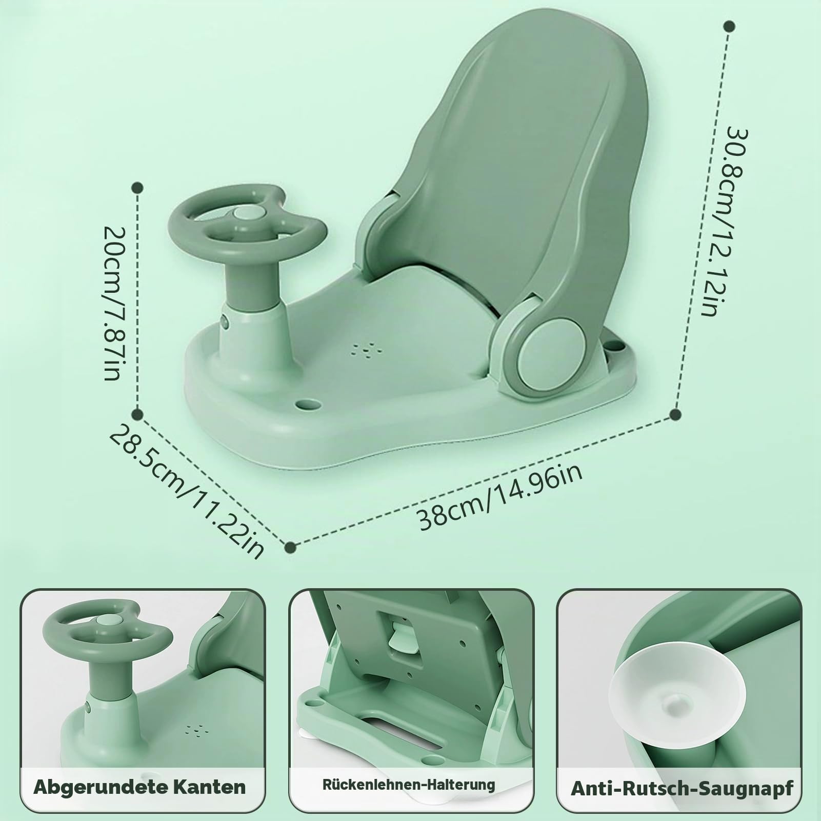 Badewannensitz Baby, Baby Badewanne,Rutschfest Badewannensitz mit Starke Saugnäpfe,Baby Bath Seat,4 Saugnäpfe, Ergonomisch, Rutschfeste Saugnäpfe,für 6 Monate und älter