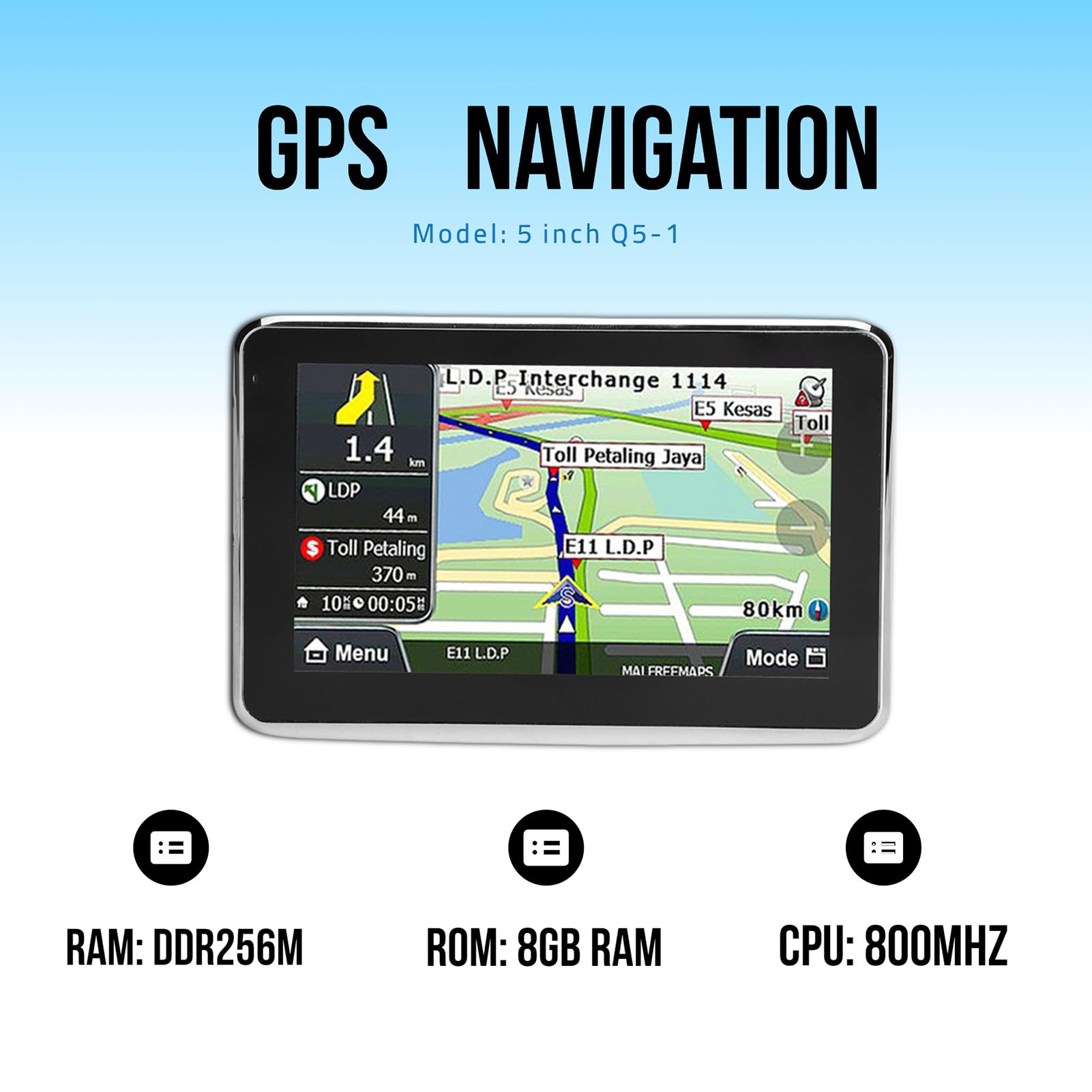 Navigatore GPS Touch Screen 5 Pollici Universale per Auto Camion