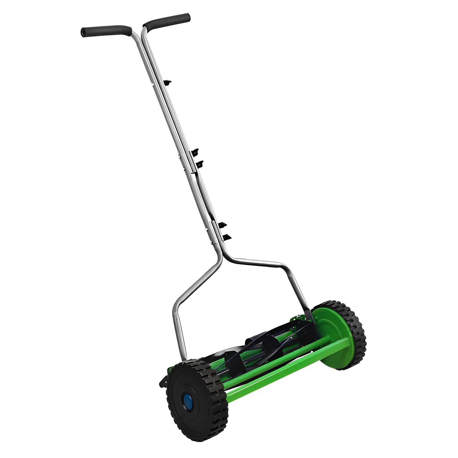 14-inch 5-blade push reel lawn mower, manual reel push mower, walk-behind lawn mowers, 5-position cutting height adjustment for garden, yard and field, suitable for 1-3 inches of grass