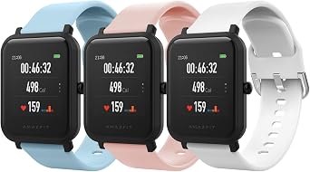 MoKo 20mm Sport Armband Kompatibel mit Amazfit GTS 1/2/2 Mini/2e/3/4/4 Mini f r Active 1/2/3 Premium/GTR 42mm/Bip 3/3 Pro/U/U Pro Weiches Silikon Wasserdicht und Atmungsaktiv f r Damen und Herren