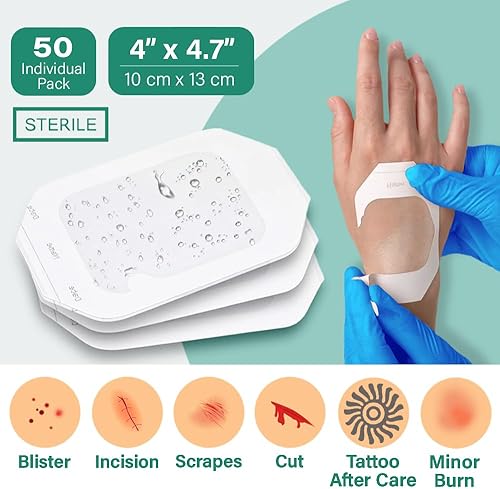 Miniatura 2 de Everlit Care - Aderezo de película transparente, parche adhesivo impermeable grande  Marco de ventana para ducha posquirúrgica, escudo intravenoso,