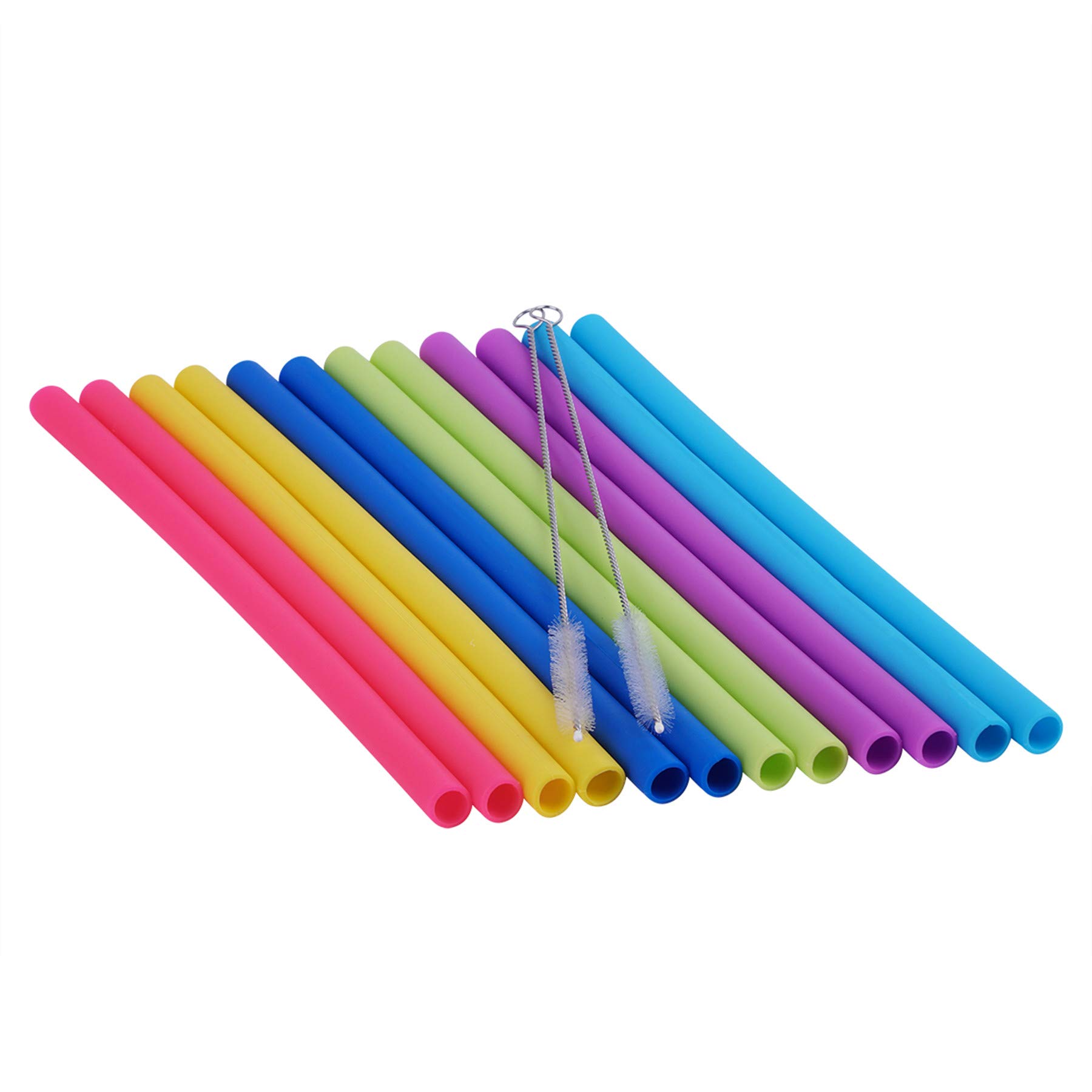 tifanso Wiederverwendbare Silikon-Trinkhalme mit Reinigungsbürsten, 25,4 cm, flexibel, extra breit, groß, ideal für 850 ml und 567 ml Trinkgläser Yeti/Rtic und Milchshakes, 14 Stück