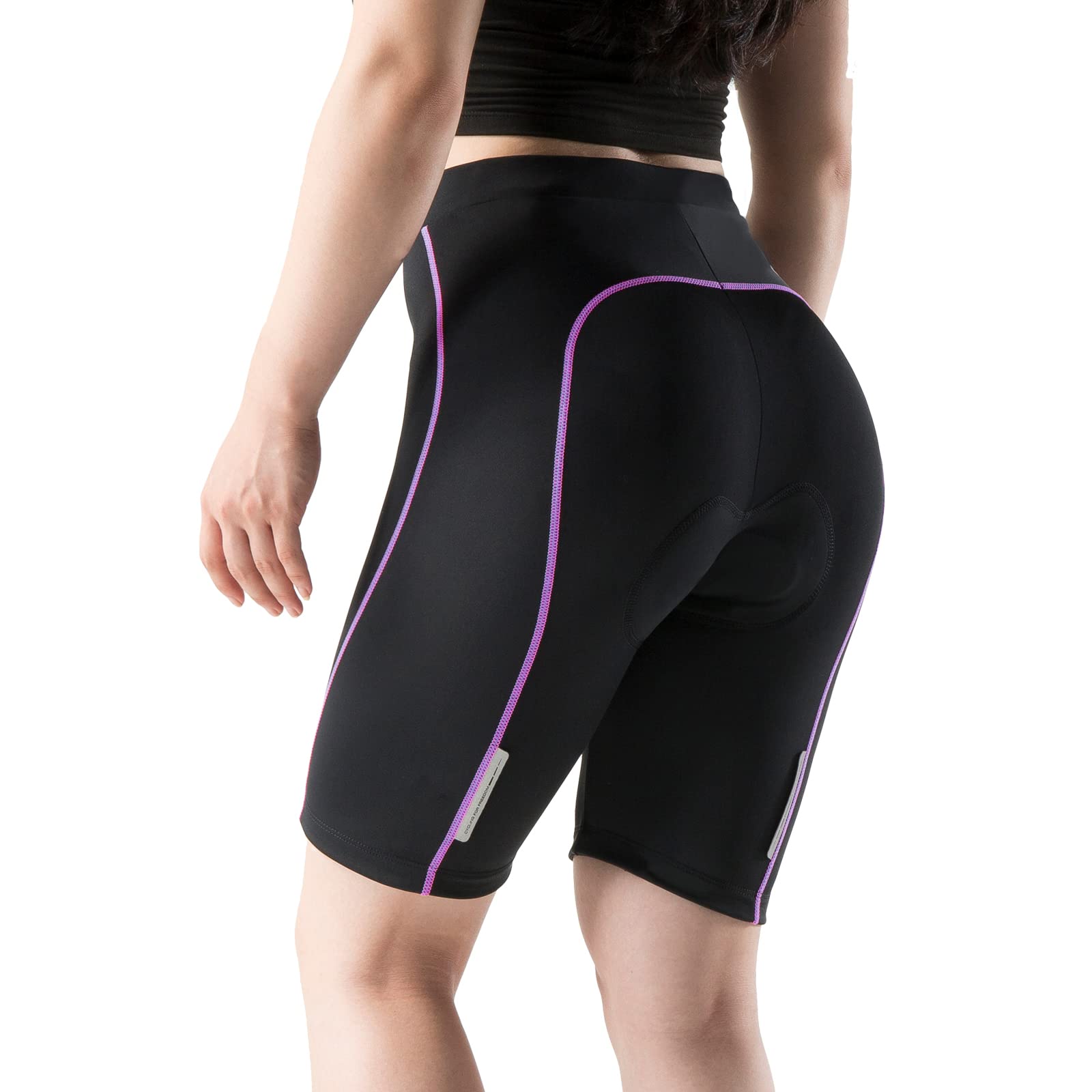Santic Culotte Cycliste Femme Courte à Doublure 3D Poches Latérales Pratiques UPF 50+ Tissu Antibactérien à Séchage Ultra-Rapide