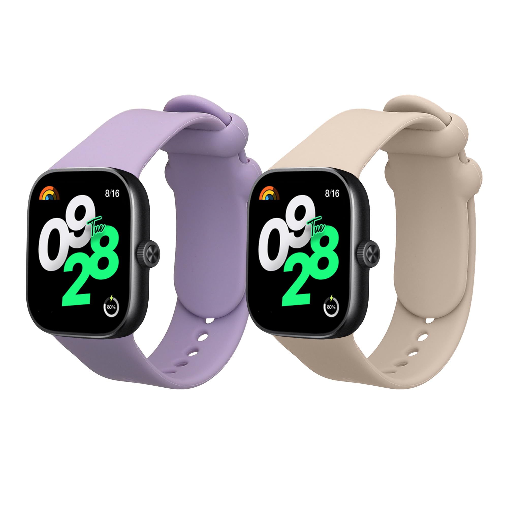 kwmobile Straps Compatible with Xiaomi Redmi Watch 4 / Watch 5 / Watch 5 eSIM Straps, 2x Replacement Silicone Watch Bands