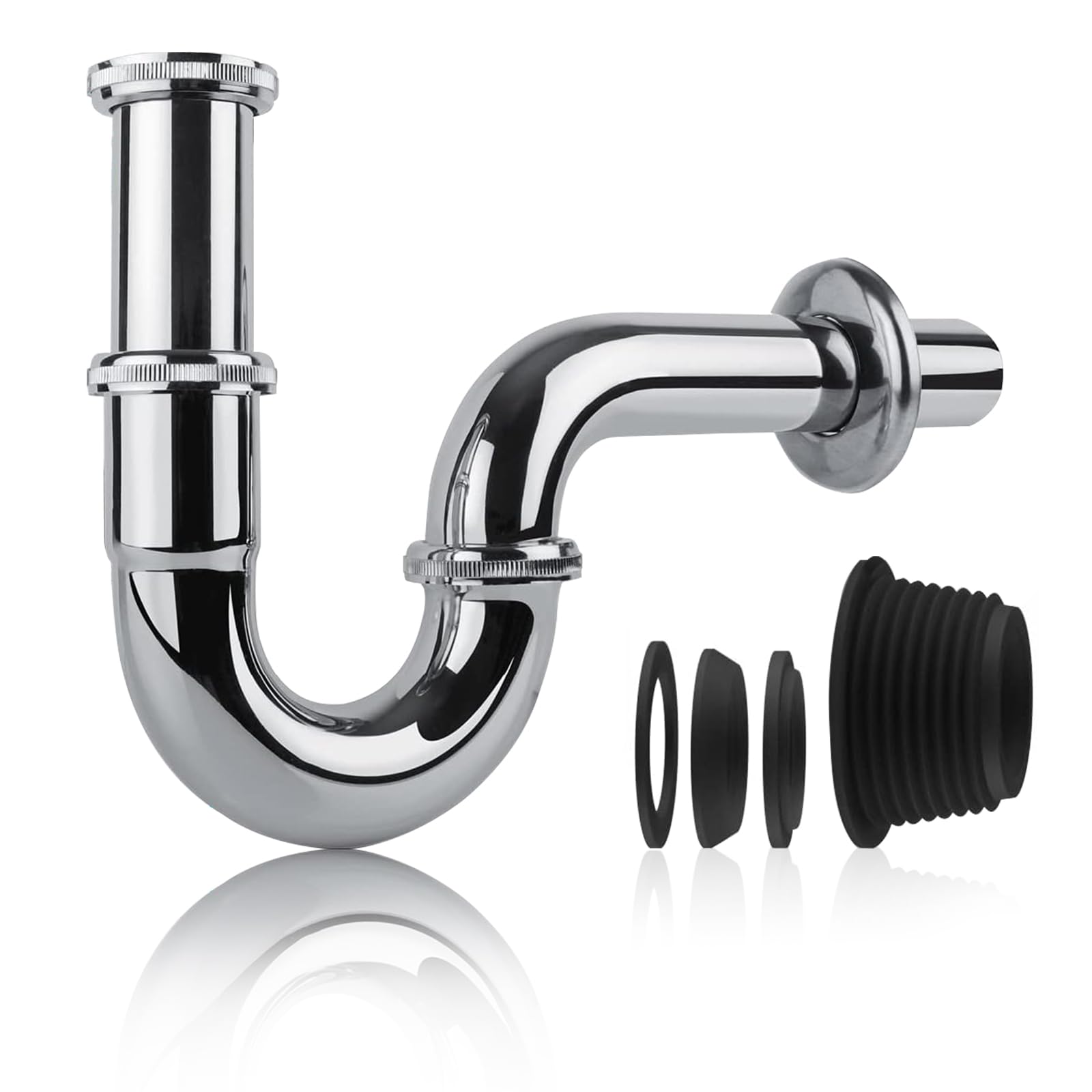 Sifone Per Lavabo Bagno E Cucina - Acciaio Inox, Universale 1 1/4 X 32 Mm, Con Guarnizioni - Foto 11