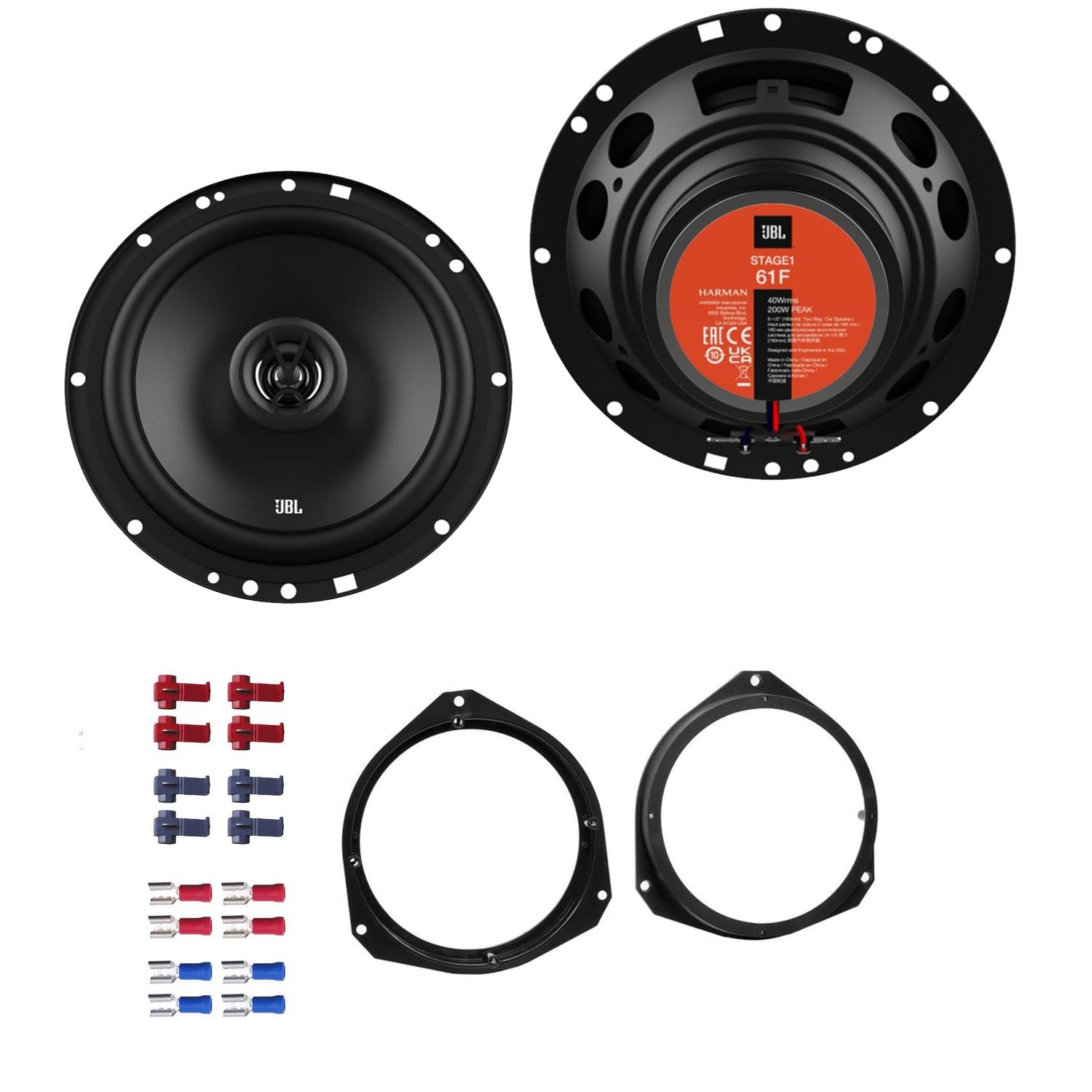 JBL Stage1 61F Lautsprecher mit Einbauset passend für FIAT 500 (312) ab 2007 Türen vorne 400 W 165mm 2 Wege Koax