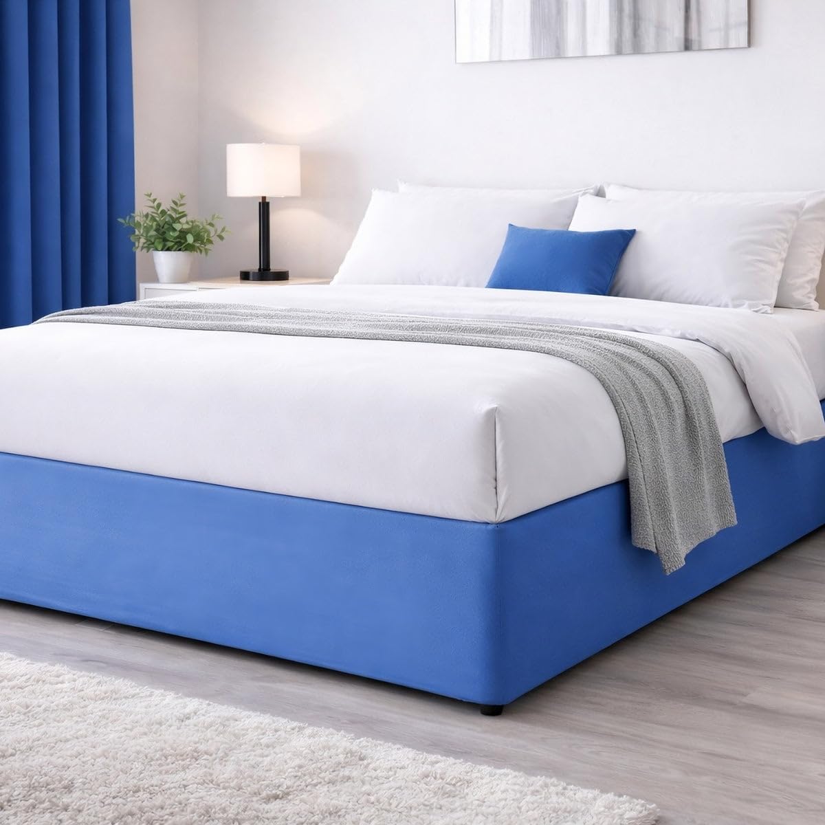 John Aird Elasticated Bed Valance Divan Base Cover Skirt (Blue, Double) โ image 1