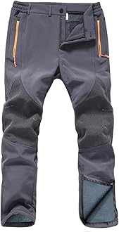 Mens Snow Ski Waterproof Softshell Snowboard Pants Outdoor Hiking Fleece Lined Zipper Bottom Leg