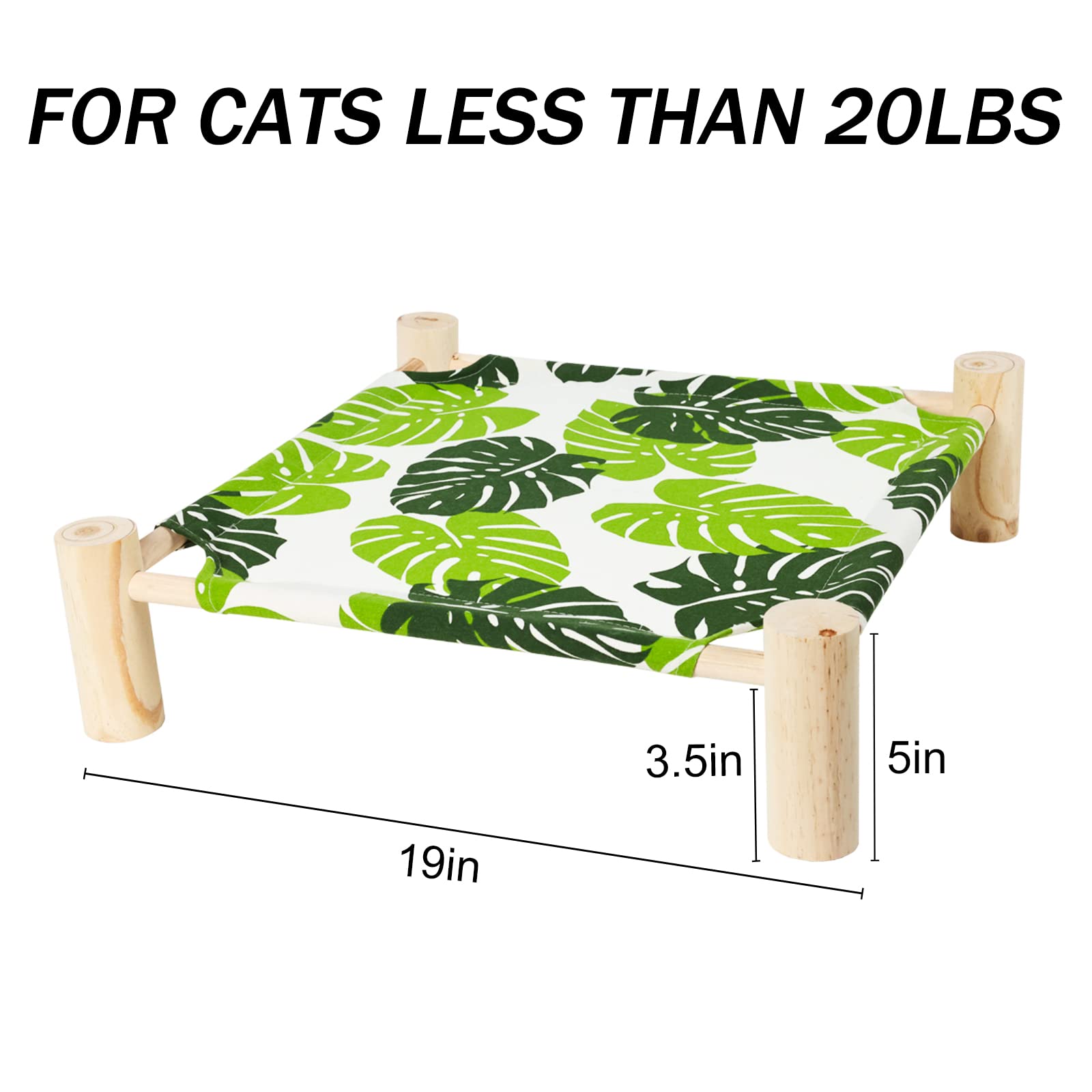 Hamaca para gatos y perros, cama para perros pequeños, de madera, para gatos, mascotas, conejos, refrigeración, elevada, para exteriores, muebles para todas las estaciones, hoja de 4