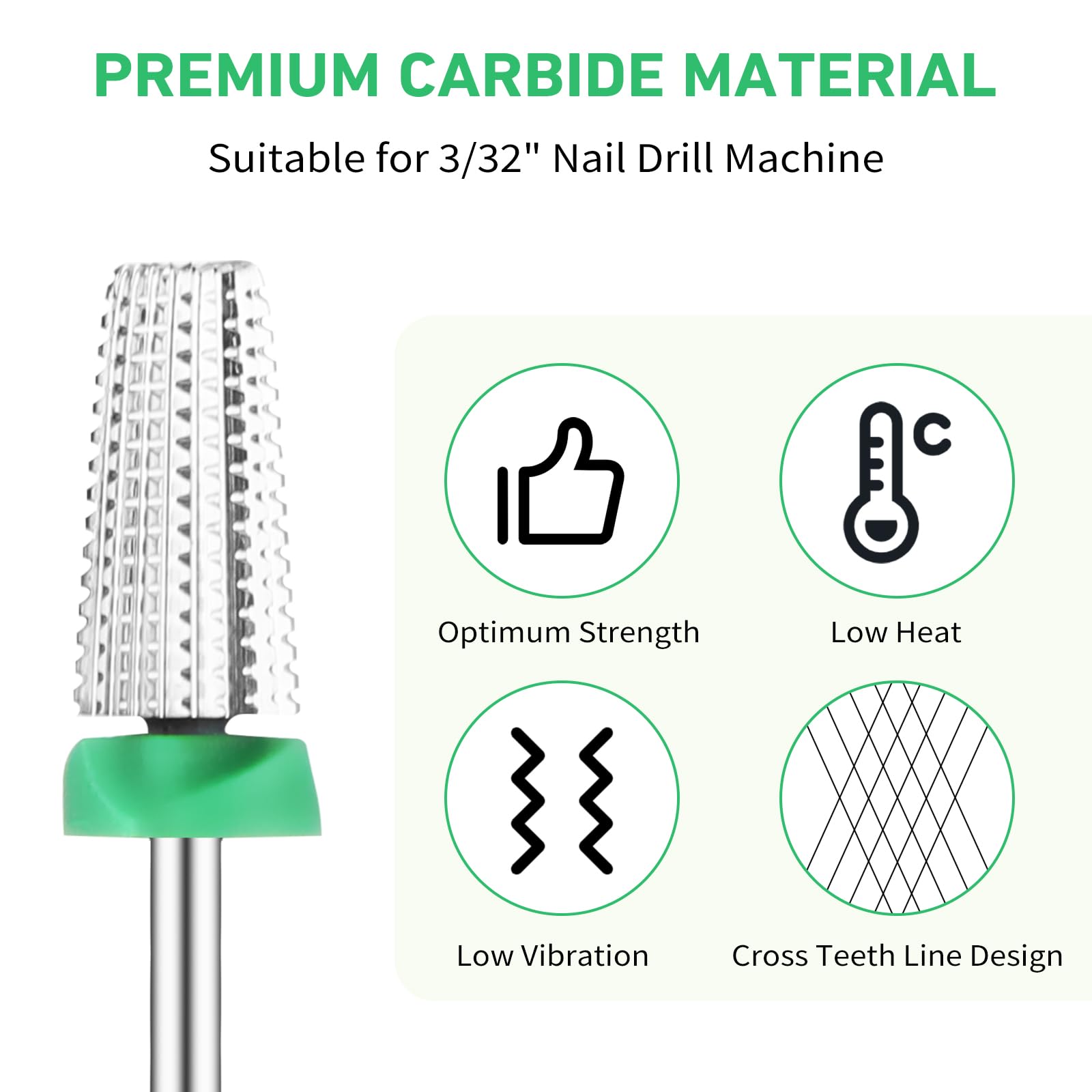 COMNICO Nail Carbide 5 in 1 Bit, Two Way Rotate Fast remove Acrylic or Hard Gel with 3/32" Shank - Image 3