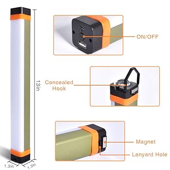 Solar Lanterns Camping Light, LETOUR Rechargeable Magnetic Light 4 Modes Tent Light Usb W 857757