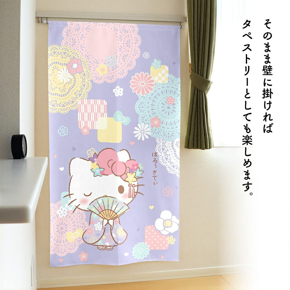 新品♡キティちゃん♡朝顔のれん　暖簾　2002年 レトロ　花柄　レアグッズ 新品♡キティちゃん♡朝顔のれん 暖簾 2002年 レトロ 花柄 レア