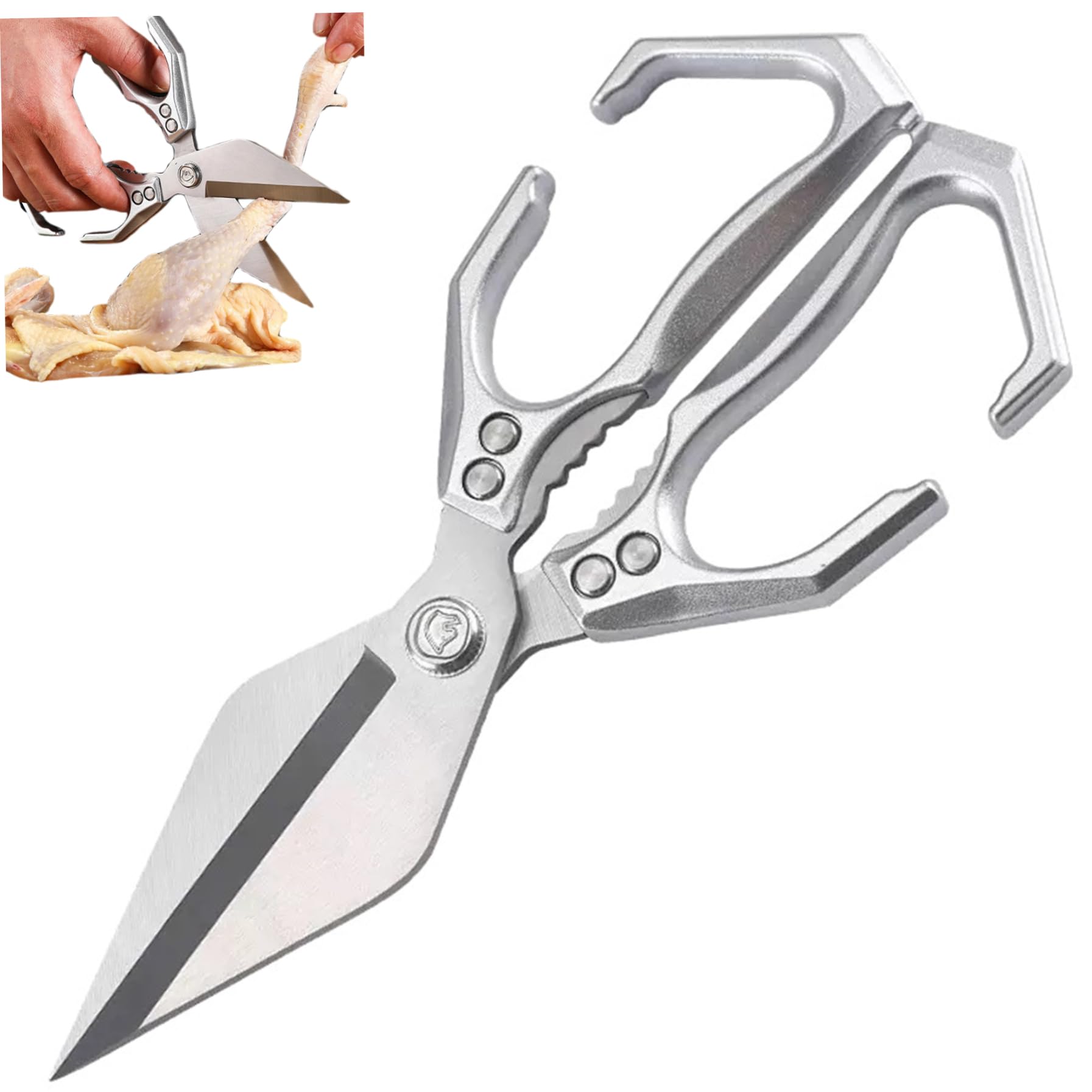 CAKEEYUM Poultry Shears Multifunctional Heavy-Duty Stainless Steel Kitchen Scissors with Ergonomic Handle for Chicken, Meat, Seafood, Bone Cutting Kitchen Shears, for Food, Scissors