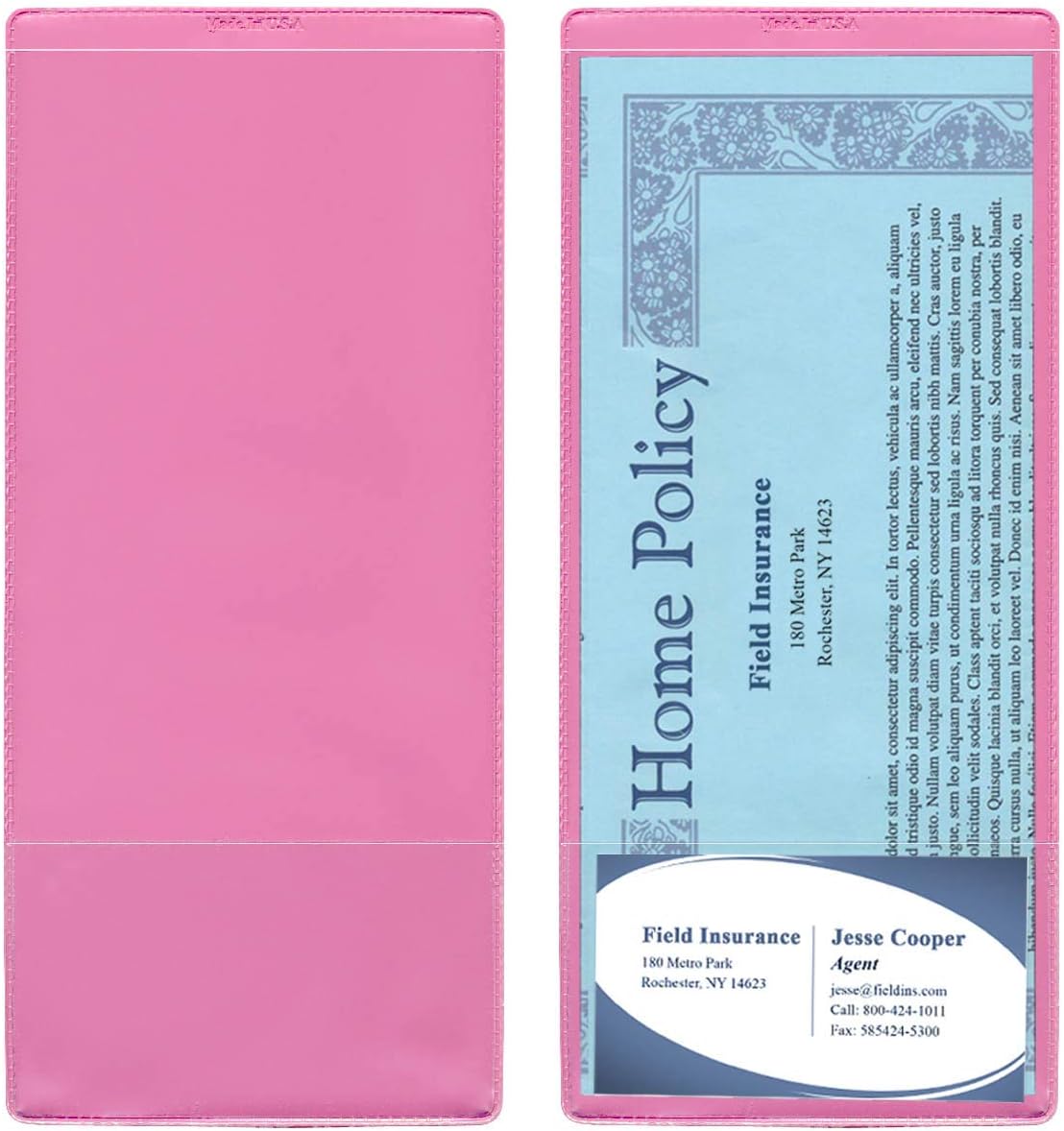 StoreSMART - Pink Plastic Policy Holders with Business Card Pocket - 25 Pack - INS30-PK-25