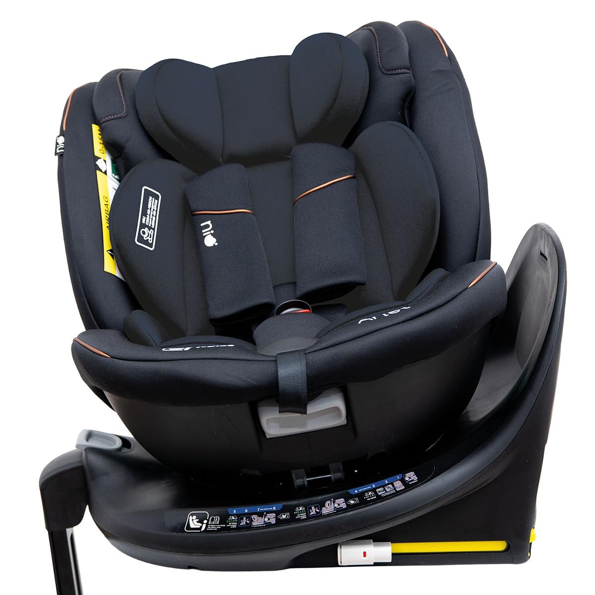 Olmitos – Silla Auto ARLET i-Size, Silla Coche 360 evolutiva de 40-150cm, Silla con ISOFIX, Ajustable y reclinable protección lateral – reductor recién nacido y arnes seguridad (Negro)