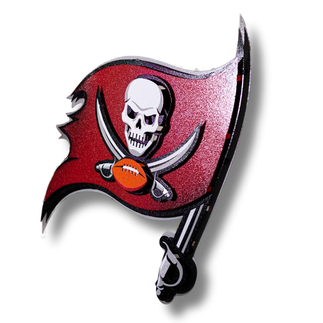 Hex Head Tampa Bay Buccaneers | 3D Vintage Metal Wall Art | Hand Painted and Made in the USA