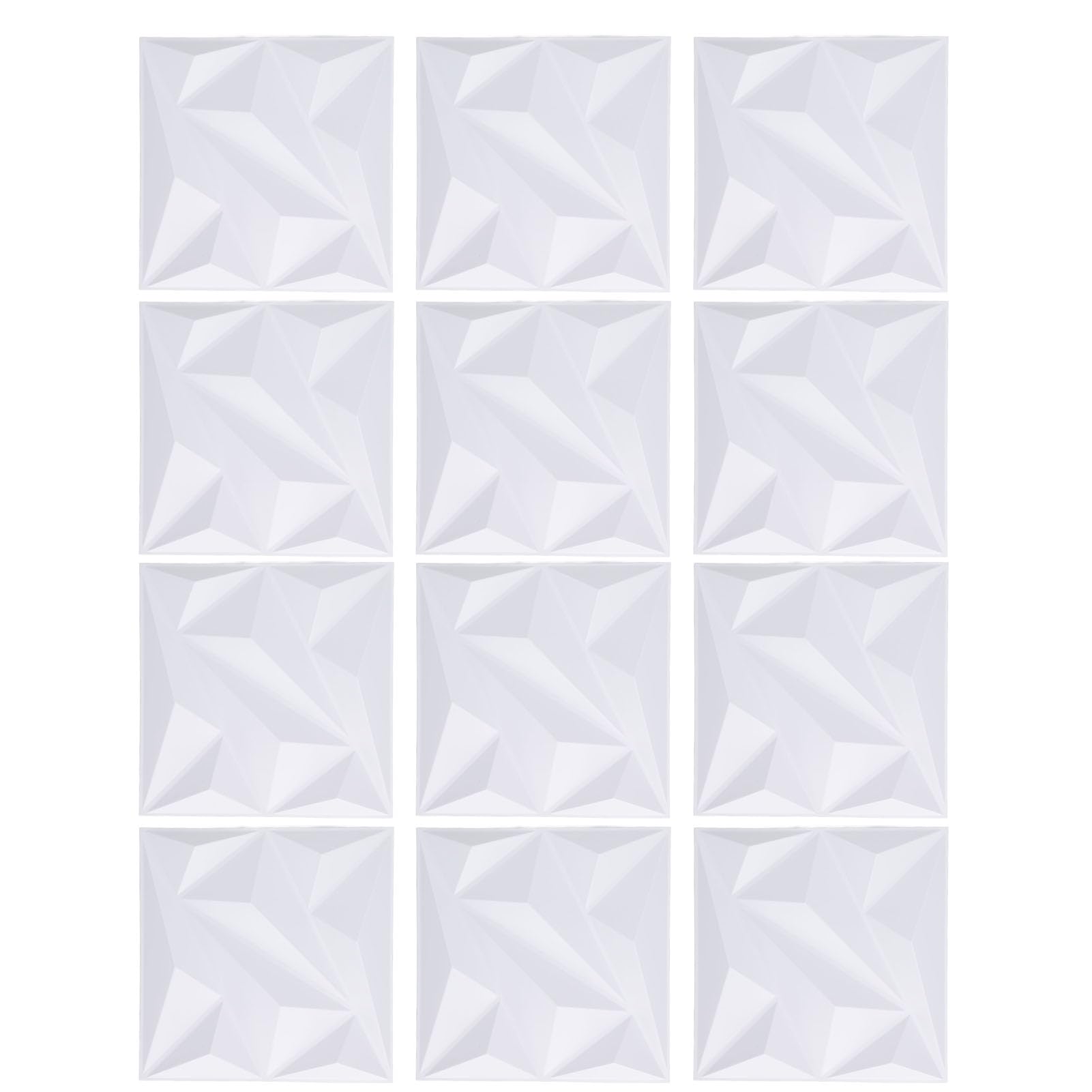 Paneles de Pared 3D de PVC Mate Blanco para Decoración de Salón y Dormitorio Set de 12 Piezas