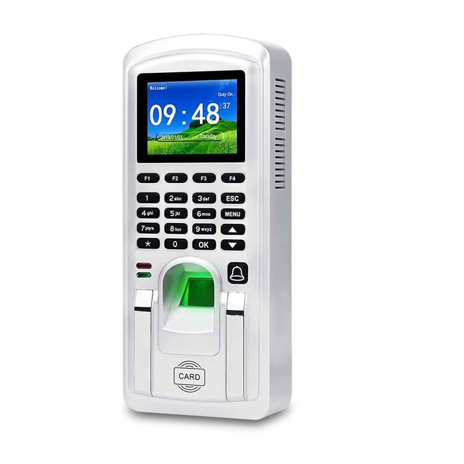 Horloges De Pointage RFID Contrôle D'Accès par Empreinte Digitale Système De Pointage Biométrique IP Enregistreur D'Enregistrement des Employés 2,4 Pouces,Silver