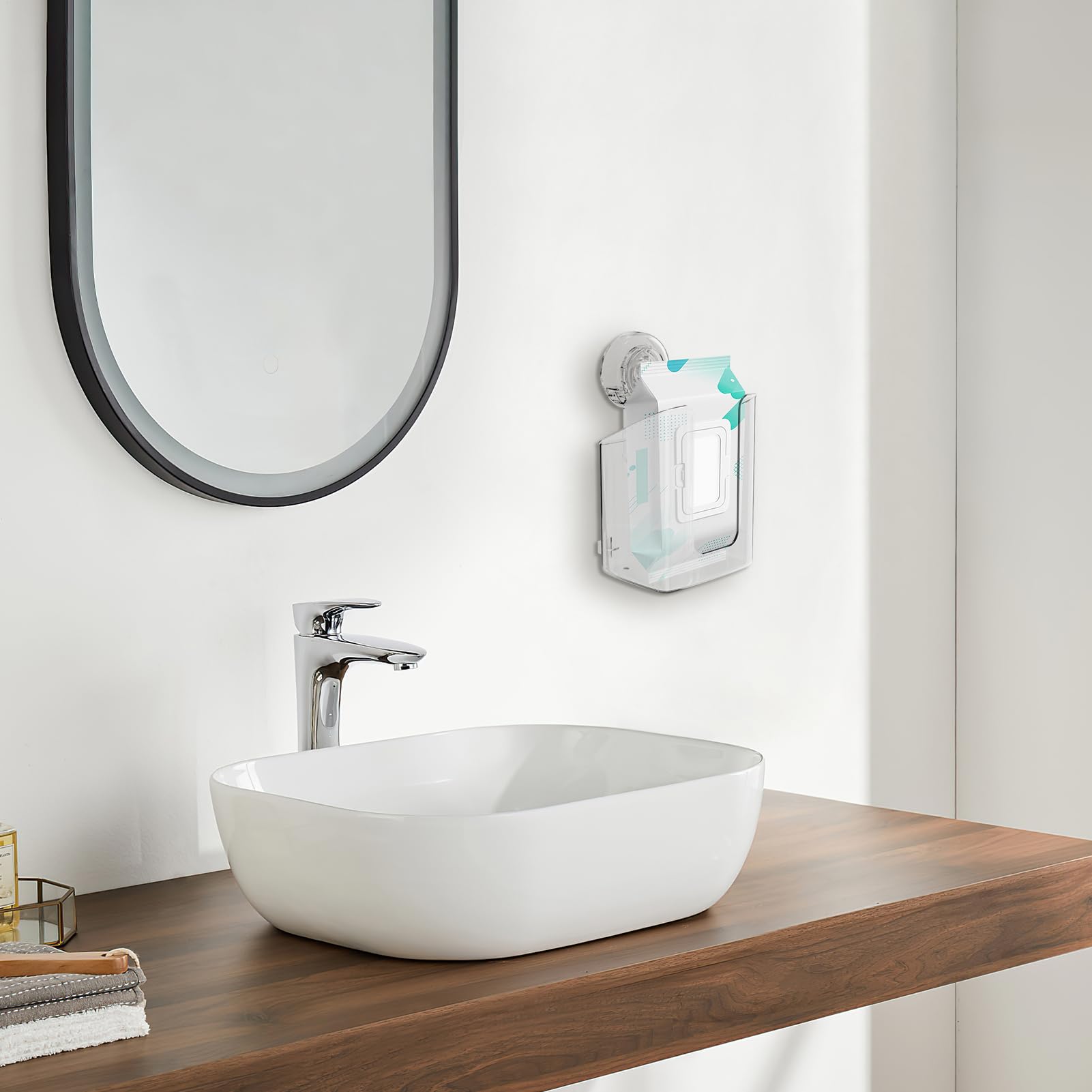 Wipes Dispenser for Bathroom | Suction Cup Wall Mounted Tissue Box Holder Flushable | Wet Wipes Storage Box | Multifunction Wipe Containers Refillable for Kitchen Bedroom Bathroom