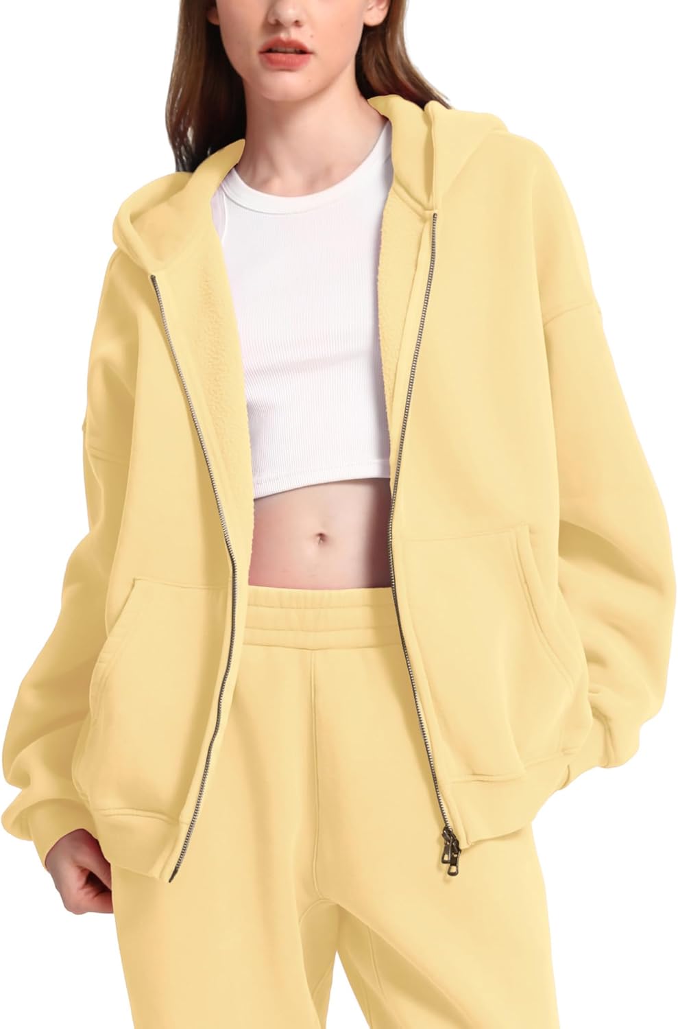 FAIABLE Mens Womens Double Zip Up Hoodie Oversized Acid Wash Hoodie Heavyweight Fleece Cotton Zipper Sweatshirt Vintage