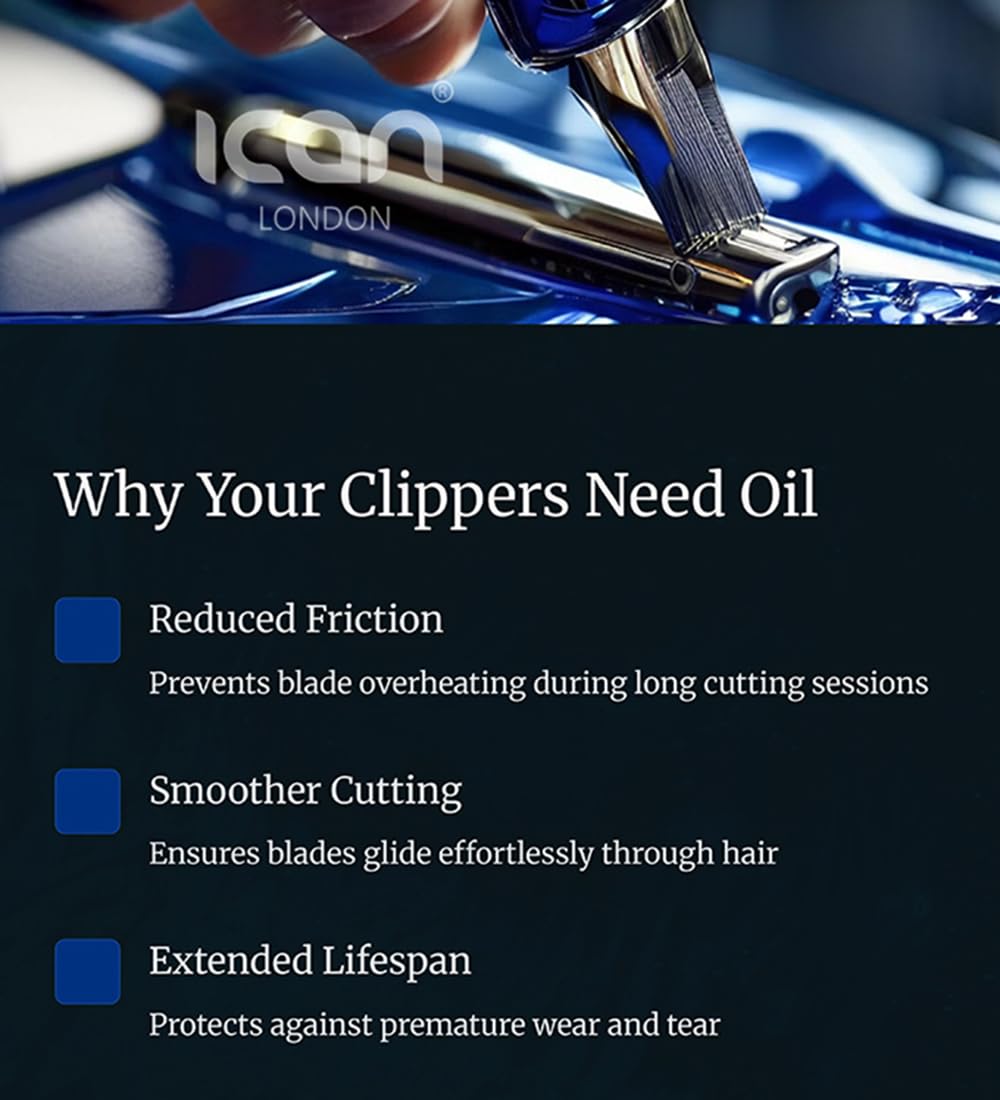 ican London Hair Clipper Oil, Blade Oil 250ml, Clear - Image 4